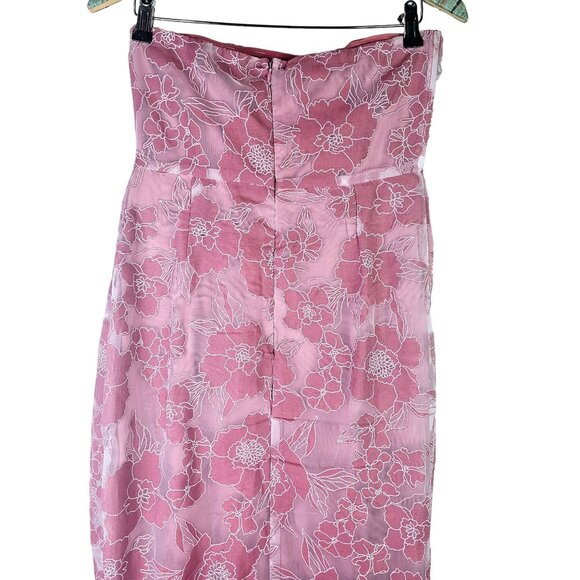 Lulu's Dreamy Vision Mauve Floral Burnout Jacquard Strapless Midi Dress, M, NWT - Picture 7 of 11